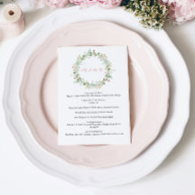 Boho Rustic Wildflower Wedding Menu