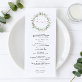 Boho Rustic Wildflower Wedding Menu