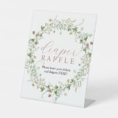 Boho Rustic Wildflowers Douche Luier Raffle Sign Reclamebord Met Voetstuk (Voorkant)