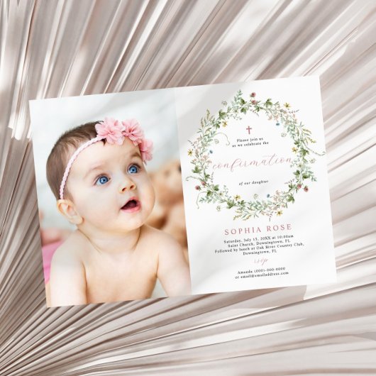 Boho Rustic Wildflowers Fotobevestiging Kaart