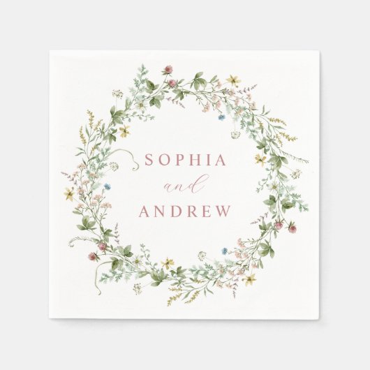 Boho Rustic Wildflowers Trouwservetten Servet (Voorkant)