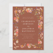 Boho Rustic Wildflowers Verbrand Sinaasappel bruil Kaart (Voorkant)