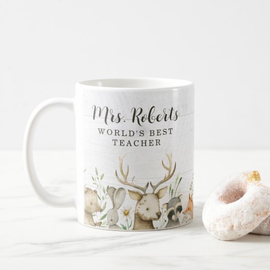 Boho Rustic Wildlife Teacher Appreciation Koffiemok (Met donut)