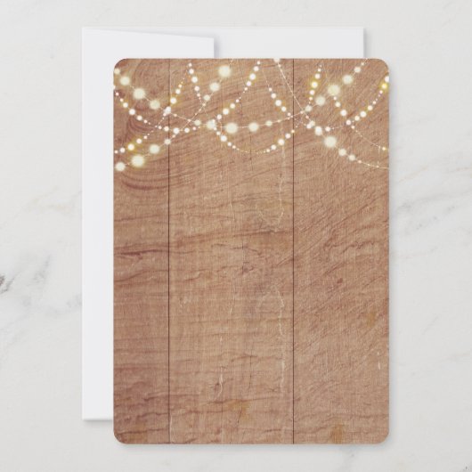 Boho Rustic Wood en Lichten Uitnodiging (Achterkant)