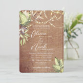 Boho Rustic Wood en Lichten Uitnodiging (Staand voorkant)