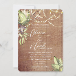 Boho Rustic Wood en Lichten Uitnodiging