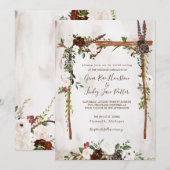 Boho Rustic Wood & Floral Arch Canopy Wedding Kaart (Voorkant / Achterkant)