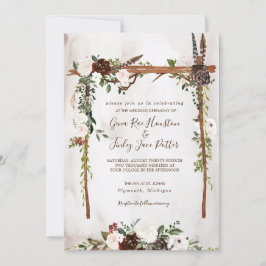 Boho Rustic Wood & Floral Arch Canopy Wedding Kaart