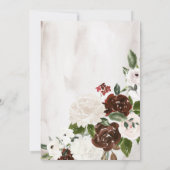 Boho Rustic Wood & Floral Burgundy Roos Wedding Kaart (Achterkant)