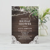 Boho Rustic Wood Greenery Bridal Shower Kaart (Staand voorkant)