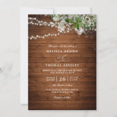 Boho Rustic Wood Greenery Elegant QR Code Wedding Kaart (Voorkant)