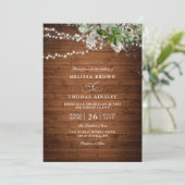 Boho Rustic Wood Greenery Elegant QR Code Wedding Kaart (Staand voorkant)