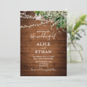 Boho Rustic Wood Greenery Wedding Invitation Kaart (Staand voorkant)