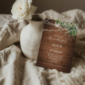 Boho Rustic Wood Greenery Wedding Invitation Kaart
