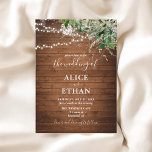 Boho Rustic Wood Greenery Wedding Invitation Kaart<br><div class="desc">Moderne trouwuitnodiging bevat foto en waterverf groen.</div>