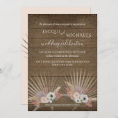 BOHO Rustic Wood Pampas Grass Tropical Palm Floral Kaart (Voorkant / Achterkant)