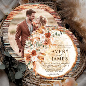 Boho Rustic Wood Slice Wedding Invitation – Pampas Kaart