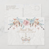 Boho Rustic Woodland Bloem Unicorn Bedankt Briefkaart (Voorkant / Achterkant)