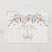 Boho Rustic Woodland Floral Unicorn Dank je Briefkaart (Voorkant / Achterkant)