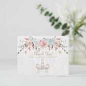 Boho Rustic Woodland Floral Unicorn Dank je Briefkaart (Staand voorkant)