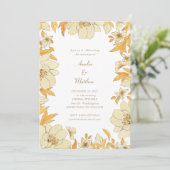 Boho Rustic Yellow Floral Border Wedding Kaart (Staand voorkant)