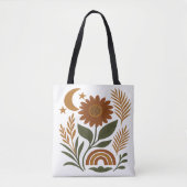 Boho Rustic Zonnebloem & Regenboog Tote Bag (Voorkant)