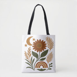 Boho Rustic Zonnebloem & Regenboog Tote Bag
