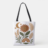 Boho Rustic Zonnebloem & Regenboog Tote Bag (Achterkant)