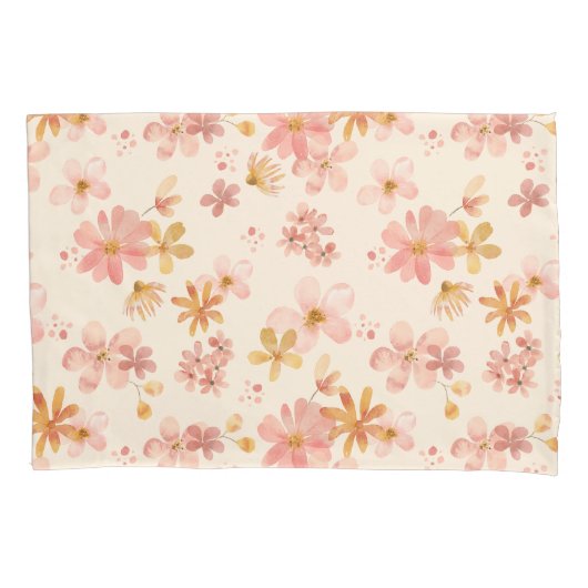 Boho rustiek aards botanisch bloempatroon kussensloop (Voorkant-Links)