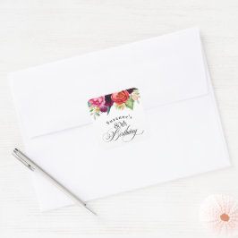 Boho Rustiek Aquarel Bloemen 80e Verjaardagsfeestj Vierkante Sticker