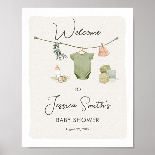 Boho rustiek Baby shower Boy Neutral Welkom Poster (Voorkant)