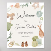 Boho rustiek Baby shower Boy Neutral Welkom Poster (Voorkant)