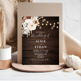 Boho rustiek Beige Bloemen Pampa Grass Uitnodiging Briefkaart
