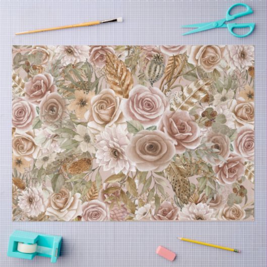Boho rustiek Bloemen Decoupage Tissue Papier (Craft)