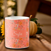 Boho rustiek bloempatroon waterverf sinaasappel koffiemok