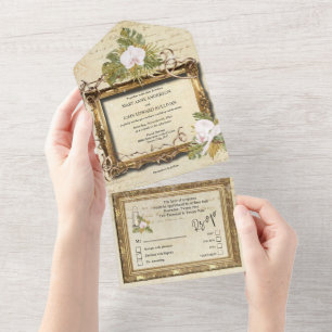 Boho rustiek florale orchidee  lijst all in one uitnodiging