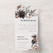 Boho rustiek Gotisch Roest Zwart Botanisch Bruilof All In One Uitnodiging (Binnen)