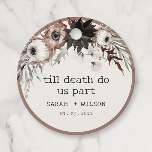 Boho rustiek Gotisch Roest Zwart Botanisch Bruilof Bedankjes Labels (Voorkant)