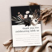 Boho rustiek Gotisch Roest Zwart Botanisch Bruilof Bedankkaart