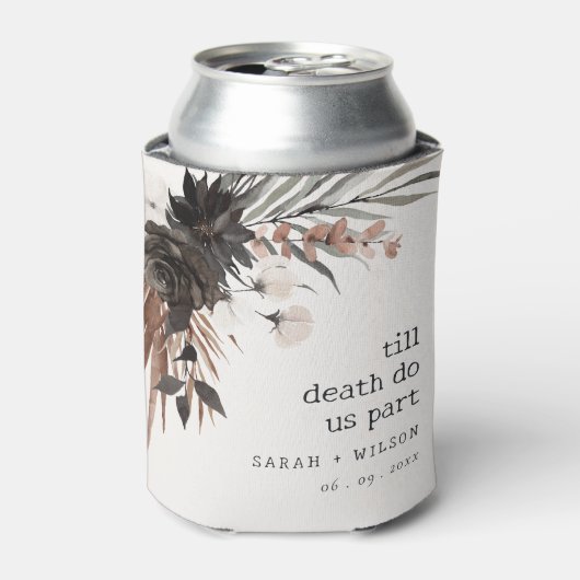 Boho rustiek Gotisch Roest Zwart Botanisch Bruilof Blikjeskoeler (Blikje Voorkant)