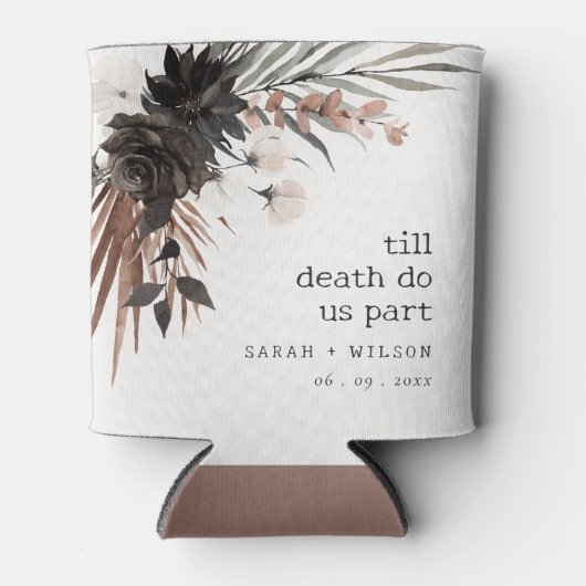 Boho rustiek Gotisch Roest Zwart Botanisch Bruilof Blikjeskoeler (Voorkant)