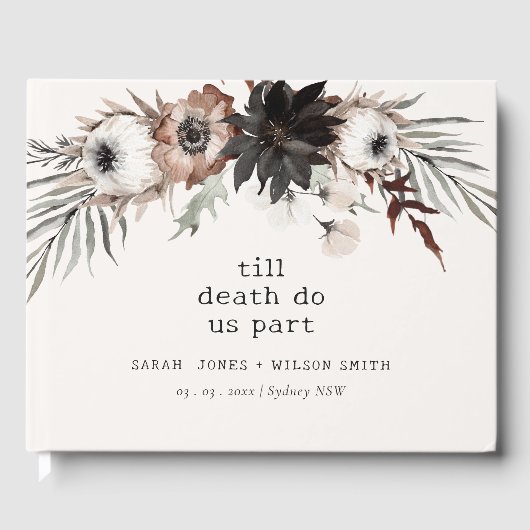 Boho rustiek Gotisch Roest Zwart Botanisch Bruilof Gastenboek (Voorkant)