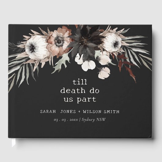 Boho rustiek Gotisch Roest Zwart Botanisch Bruilof Gastenboek (Voorkant)