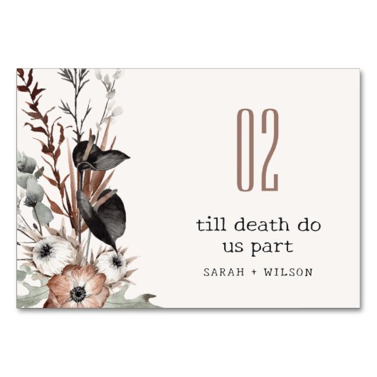 Boho rustiek Gotisch Roest Zwart Botanisch Bruilof Kaart (Voorkant)