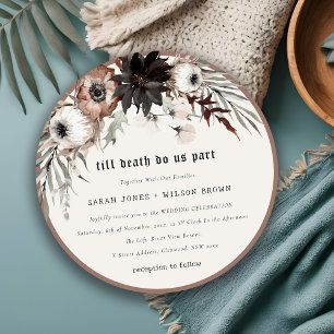Boho rustiek Gotisch Roest Zwart Botanisch Bruilof Kaart