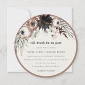 Boho rustiek Gotisch Roest Zwart Botanisch Bruilof Kaart (Voorkant)