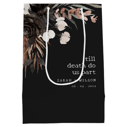 Boho rustiek Gotisch Roest Zwart Botanisch Bruilof Medium Cadeauzakje (Achterkant)