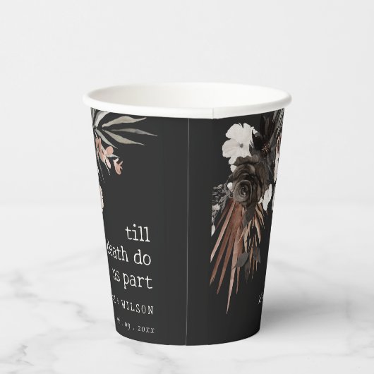 Boho rustiek Gotisch Roest Zwart Botanisch Bruilof Papieren Bekers (Rechts)