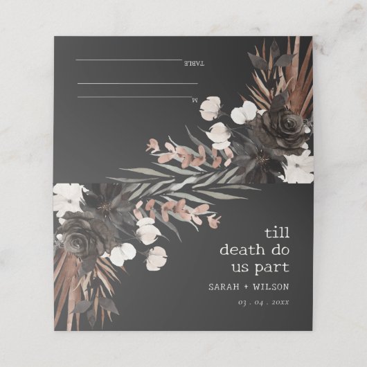 Boho rustiek Gotisch Roest Zwart Botanisch Bruilof Plaatskaartje (Buitenkant ongevouwen)