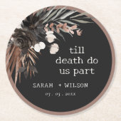 Boho rustiek Gotisch Roest Zwart Botanisch Bruilof Ronde Kartonnen Onderzetter (Voorkant)